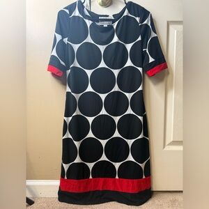 Karin Stevens Black and Red Circle Midi Dress